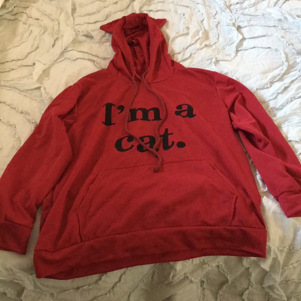 Cat Ear Hood Red Sweatshirt